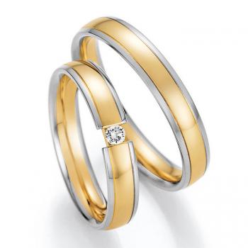 Nowotny-Collection Ruesch Trauringe Weiss-Gelbgold 66/46150-040 + 66/46160-040